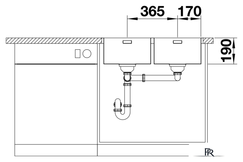 Кухонная мойка Blanco Andano 340/340-IF/A 525248 (с клапаном-автоматом, сатин) - Изображение №6 — Интернет-магазин ПроЗаказ