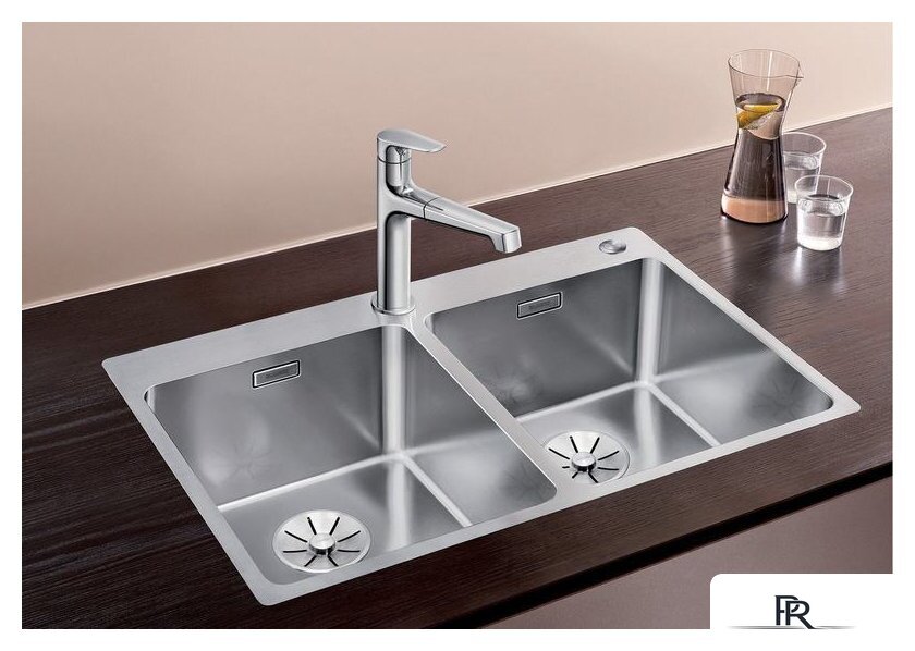 Кухонная мойка Blanco Andano 340/340-IF/A 525248 (с клапаном-автоматом, сатин) - Изображение №2 — Интернет-магазин ПроЗаказ