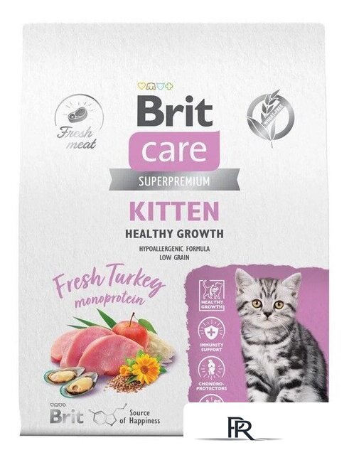 Сухой корм для кошек Brit care Superpremium Kitten с индейкой для котят, беременных и кормящих кошек (здоровый рост) 7 кг - Изображение №3 — Интернет-магазин ПроЗаказ