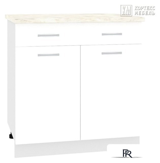 Шкаф напольный Кортекс-мебель Корнелия Лира НШ80р1ш (белый/марсель) - Изображение №1 — Интернет-магазин ПроЗаказ