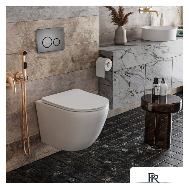 Унитаз подвесной Roxen Antares One Rimless 6 в 1 StounFix Dual Fresh 624013 (оружейная сталь/металл) - Изображение №10 — Интернет-магазин ПроЗаказ