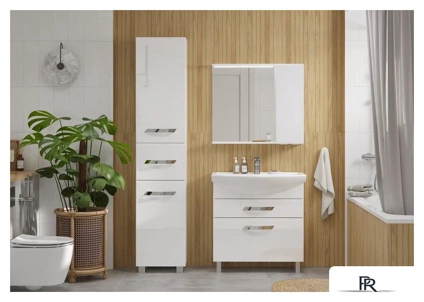  Volna Шкаф с зеркалом Lake 80 R (белый) - Изображение №6 — Интернет-магазин ПроЗаказ