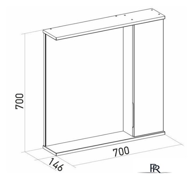  Mixline Шкаф с зеркалом Лайн 70 553017 (правый, с подсветкой) - Изображение №6 — Интернет-магазин ПроЗаказ