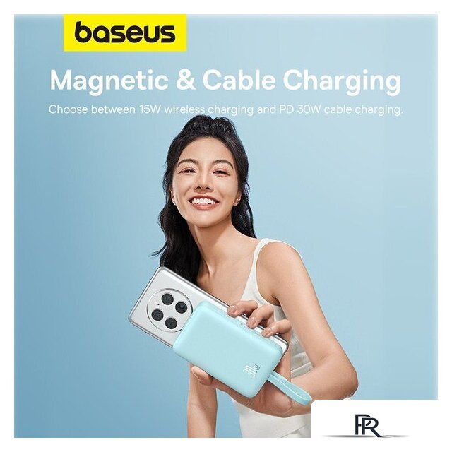 Внешний аккумулятор Baseus Magnetic Fast Charge Power Bank Type-C Edition 30W 10000mAh (мятный) - Изображение №13 — Интернет-магазин ПроЗаказ