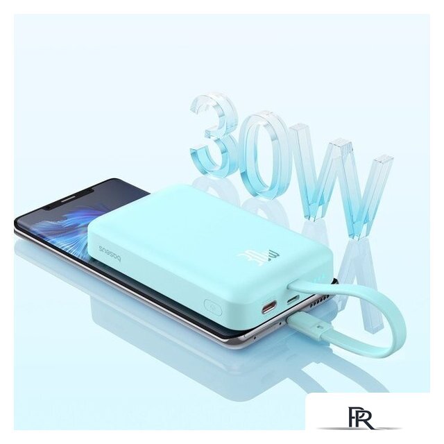 Внешний аккумулятор Baseus Magnetic Fast Charge Power Bank Type-C Edition 30W 10000mAh (мятный) - Изображение №10 — Интернет-магазин ПроЗаказ