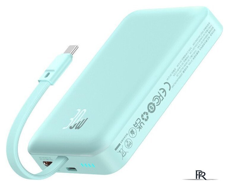 Внешний аккумулятор Baseus Magnetic Fast Charge Power Bank Type-C Edition 30W 10000mAh (мятный) - Изображение №1 — Интернет-магазин ПроЗаказ