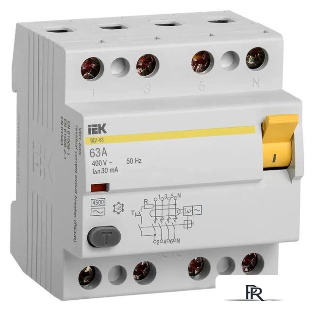 Устройство защитного отключения IEK ВД1-63 4Р 63А 30мА MDV10-4-063-030 - Изображение №1 — Интернет-магазин ПроЗаказ
