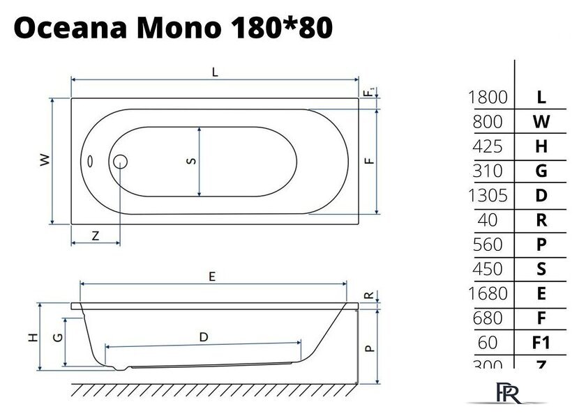 Ванна Excellent Oceana Mono 180x80 - Изображение №2 — Интернет-магазин ПроЗаказ