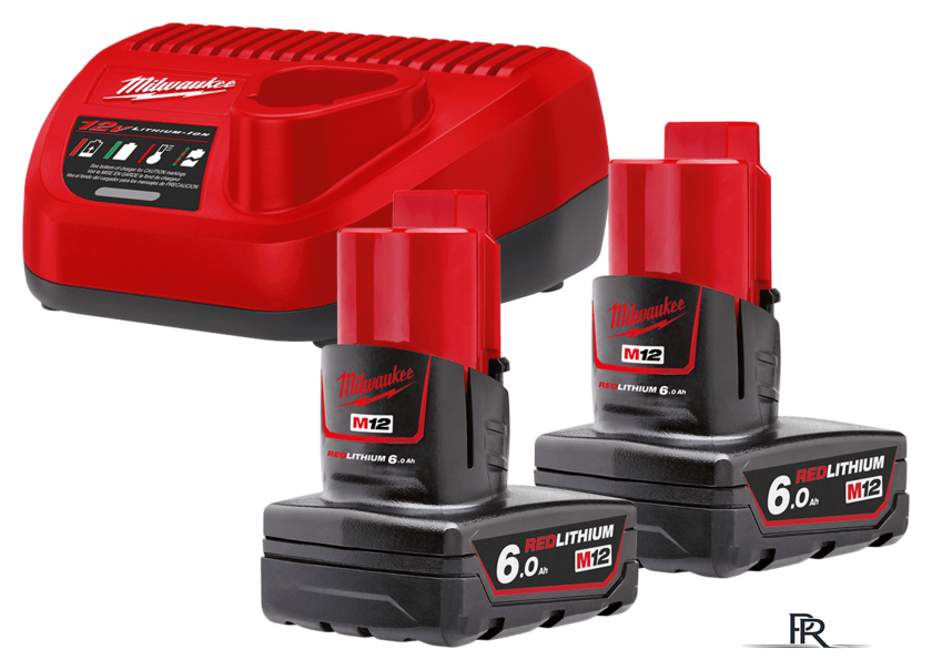 Аккумулятор с зарядным устройством Milwaukee M12 M12NRG-602 4933451903 (2 x 12В/6 Ач + 12В) - Изображение №1 — Интернет-магазин ПроЗаказ