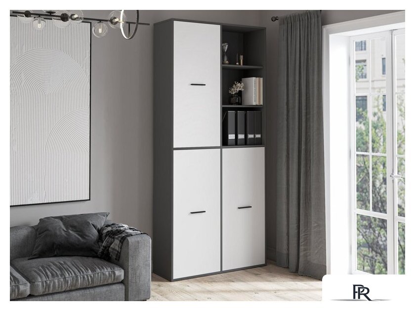 Шкаф распашной Интерлиния Skill-20 (3) (антрацит/белый) - Изображение №5 — Интернет-магазин ПроЗаказ