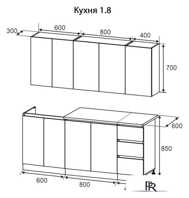 Готовая кухня Артём-Мебель Мэри СН-114 ДСП 1.8м (белый) - Изображение №6 — Интернет-магазин ПроЗаказ