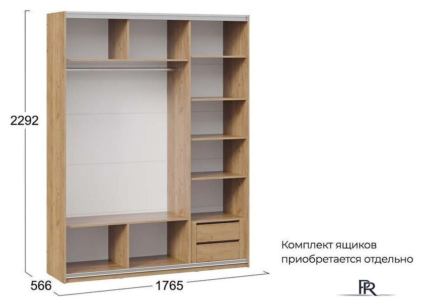 Шкаф-купе Трия Оскар Хилтон Т2 1800 271107 (ручка черная/дуб крафт золотой/графит матовый) - Изображение №6 — Интернет-магазин ПроЗаказ