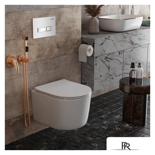 Унитаз подвесной Roxen Simple Compact в комплекте с инсталляцией StounFix Dual Fresh 6 в 1 964407 (кнопка: белое стекло) - Изображение №17 — Интернет-магазин ПроЗаказ