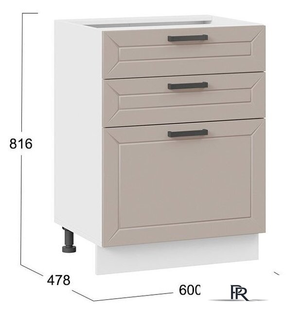 Шкаф напольный Трия Лорас 1Н6Я3 (белый/холст латте) - Изображение №3 — Интернет-магазин ПроЗаказ