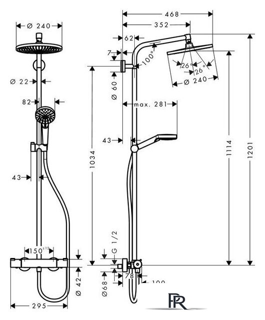 Душевая система  Hansgrohe Crometta S 240 1jet Showerpipe [27267000] - Изображение №2 — Интернет-магазин ПроЗаказ