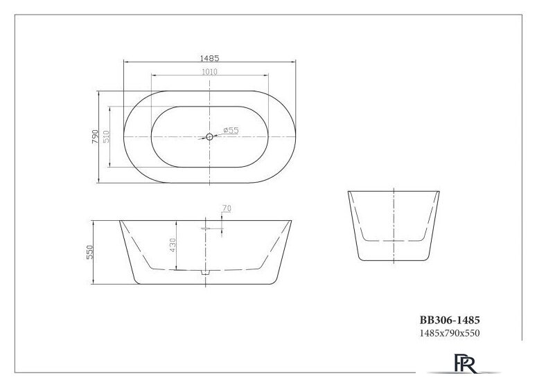 Ванна BelBagno BB306-1485 148x79 - Изображение №2 — Интернет-магазин ПроЗаказ