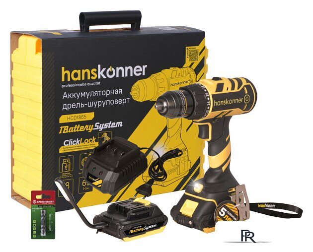 Дрель-шуруповерт Hanskonner HCD1865 (с 2-мя АКБ, кейс) - Изображение №1 — Интернет-магазин ПроЗаказ