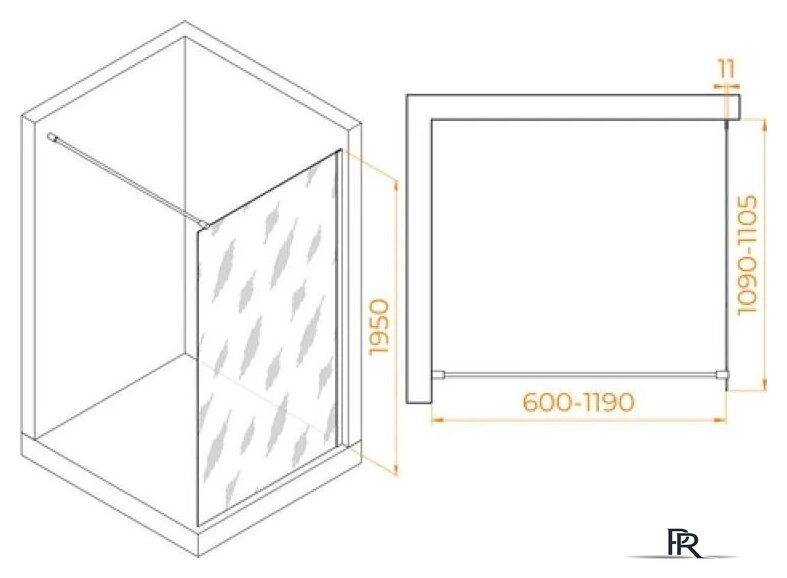 Душевая стенка RGW WA-102B 351010211-24 (черный/матовое стекло) - Изображение №2 — Интернет-магазин ПроЗаказ