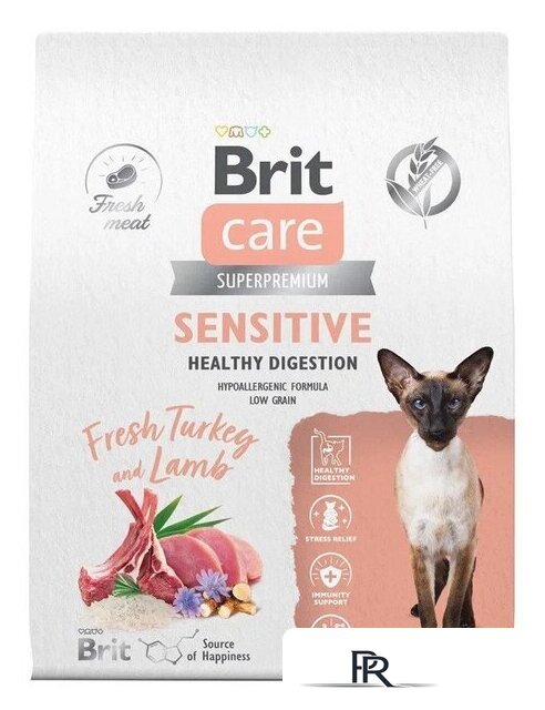 Сухой корм для кошек Brit care Superpremium Sensitive с индейкой и ягненком (чувствительное пищеварение) 7 кг - Изображение №2 — Интернет-магазин ПроЗаказ