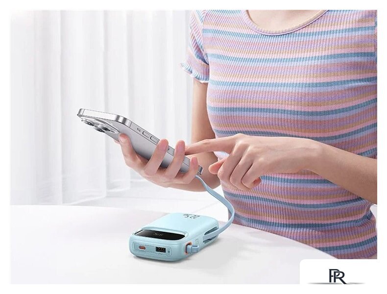 Внешний аккумулятор Baseus Qpow2 Dual-Cable Digital Display Fast Charge Power Bank 22.5W 10000mAh (голубой) - Изображение №7 — Интернет-магазин ПроЗаказ