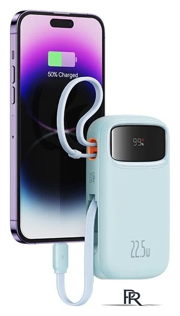 Внешний аккумулятор Baseus Qpow2 Dual-Cable Digital Display Fast Charge Power Bank 22.5W 10000mAh (голубой) - Изображение №3 — Интернет-магазин ПроЗаказ