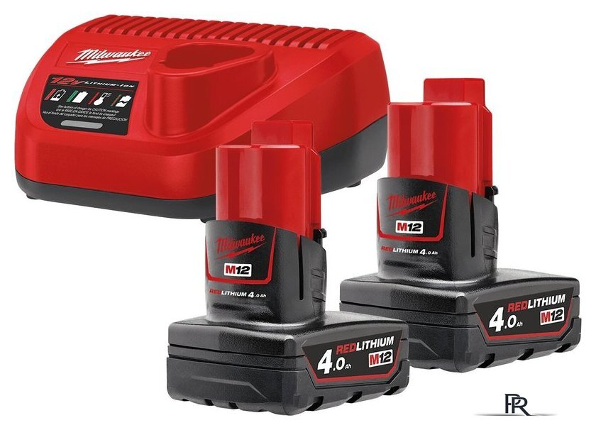 Аккумулятор с зарядным устройством Milwaukee M12 M12NRG-402 4933459211 (2 x 12В/4 Ач + 12В) - Изображение №1 — Интернет-магазин ПроЗаказ