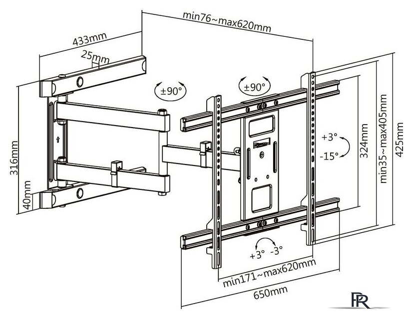 Кронштейн для телевизора Ultramounts UM911 (черный) - Изображение №13 — Интернет-магазин ПроЗаказ