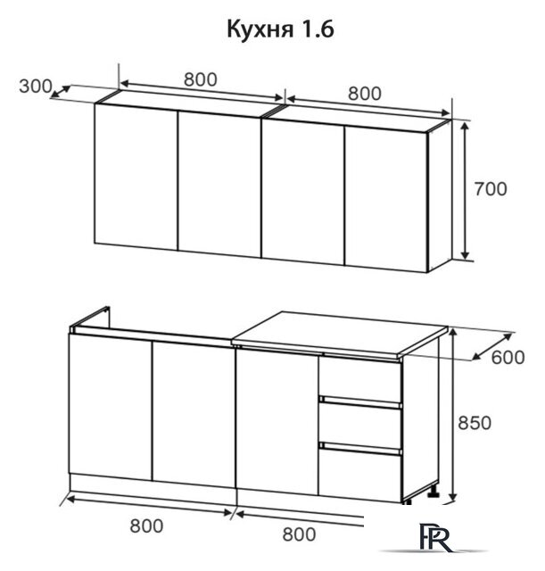 Готовая кухня Артём-Мебель Мэри СН-114 ДСП 1.6м (серый графит) - Изображение №6 — Интернет-магазин ПроЗаказ