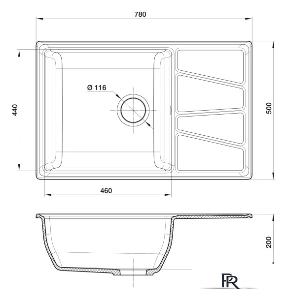Кухонная мойка GranFest GF-V-780L (графит) - Изображение №4 — Интернет-магазин ПроЗаказ