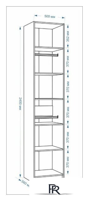 Шкаф-гармошка Евва Лайн ЛН-1D.560.01(0Z) (гикори кингстон) - Изображение №8 — Интернет-магазин ПроЗаказ