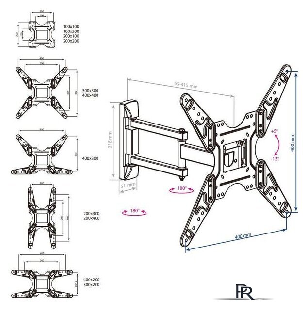 Кронштейн для телевизора Kromax OPTIMA-414 (черный) - Изображение №7 — Интернет-магазин ПроЗаказ