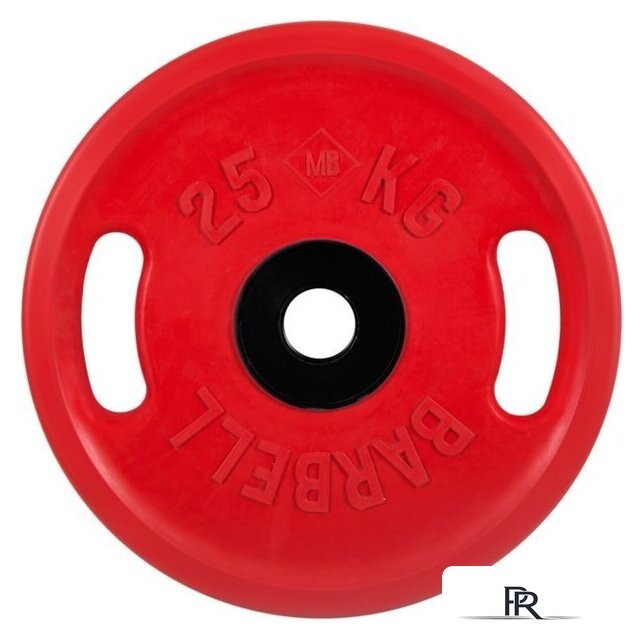 Диск MB Barbell Евро-классик с ручками 51 мм (1x25 кг, красный) - Изображение №1 — Интернет-магазин ПроЗаказ