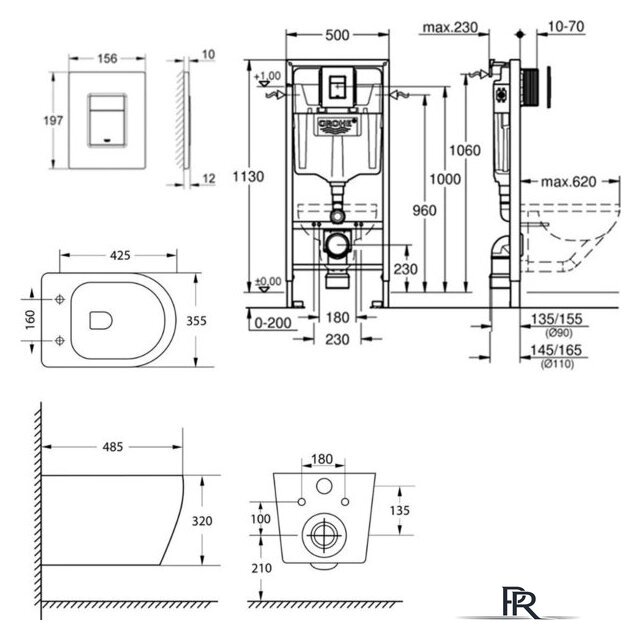 Унитаз подвесной Lauter Sulzdorf + GROHE Rapid SL 38772001 + панель GROHE 37131000 (белый с микролифтом) - Изображение №20 — Интернет-магазин ПроЗаказ