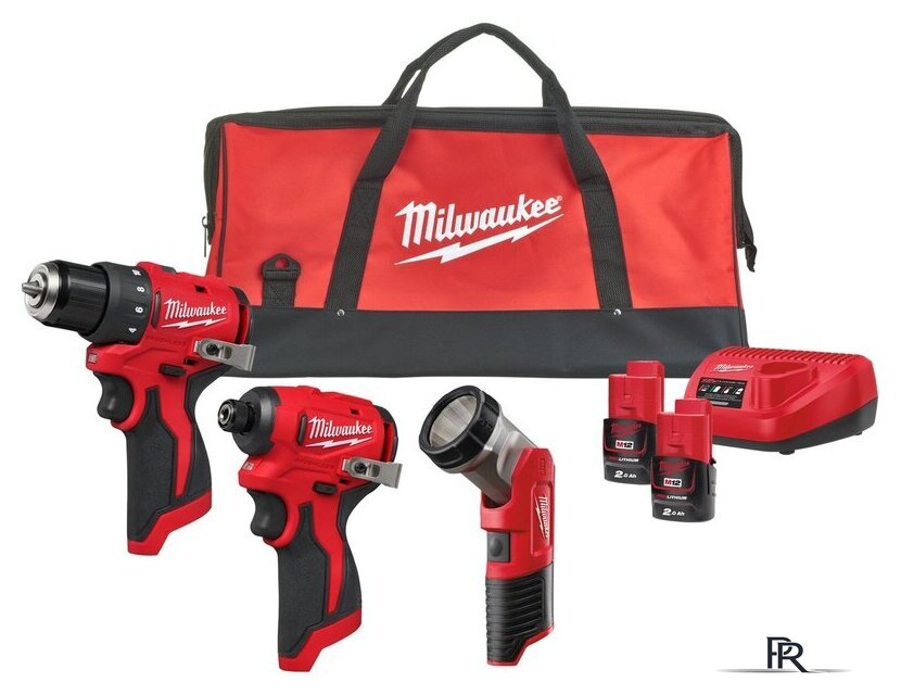 Milwaukee M12 BLPP3A-202B 4933499694 (шуруповерт, винтоверт, фонарь, 2 АКБ, сумка) - Изображение №1 — Интернет-магазин ПроЗаказ