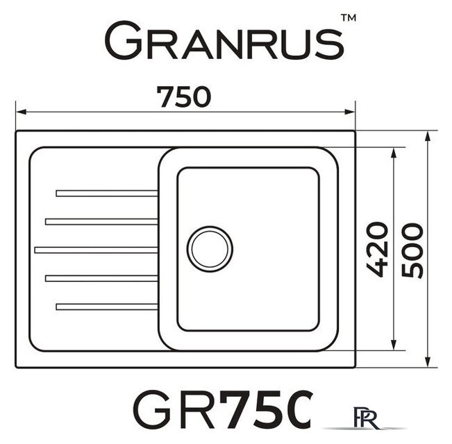 Кухонная мойка Granrus GR-750 (антрацит) - Изображение №2 — Интернет-магазин ПроЗаказ