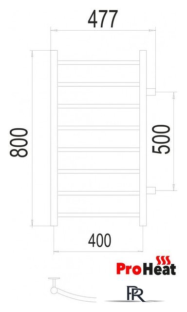 Полотенцесушитель ProHeat Classic 40x80 (боковое подключение) - Изображение №2 — Интернет-магазин ПроЗаказ