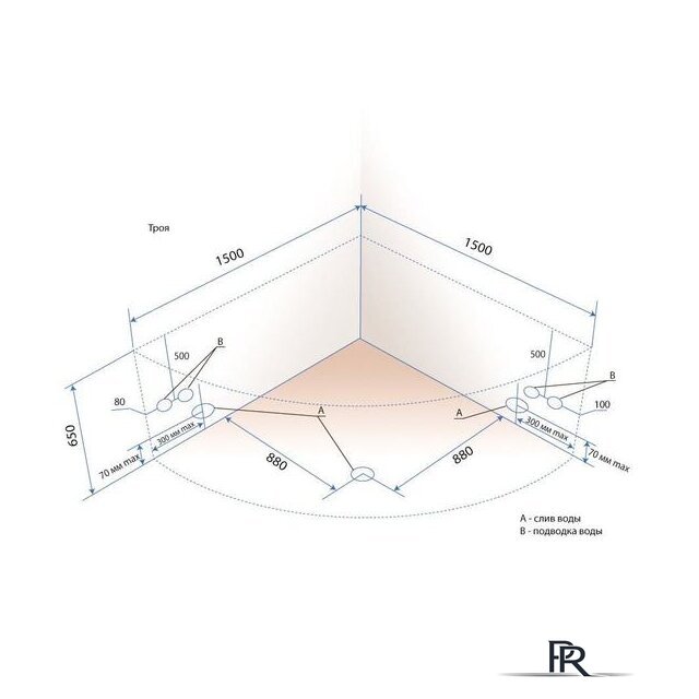 Ванна Triton Троя 150x150 (с каркасом) - Изображение №7 — Интернет-магазин ПроЗаказ