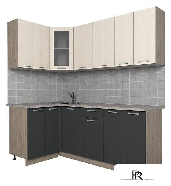 Готовая кухня Интерлиния Мила 12x20 (антрацит/вудлайн кремовый) - Изображение №1 — Интернет-магазин ПроЗаказ