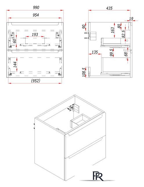  ЗОВ Тумба с умывальником Дион 100 D100LWP0M9003MKV5-OL100 (белый матовый) - Изображение №6 — Интернет-магазин ПроЗаказ