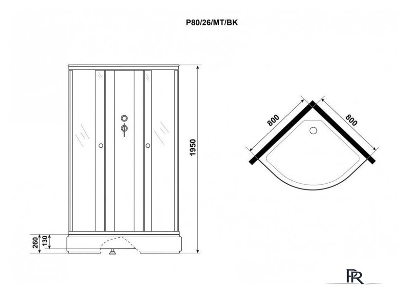 Душевая кабина Niagara Promo P80/26/MT/BK 80x80x195 - Изображение №5 — Интернет-магазин ПроЗаказ