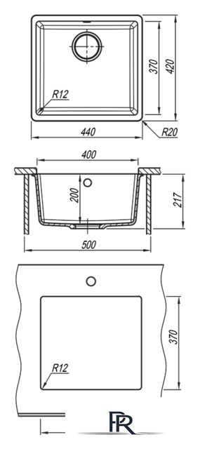 Кухонная мойка Florentina Вега 400 (бежевый) - Изображение №2 — Интернет-магазин ПроЗаказ