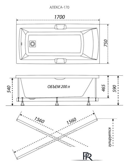 Ванна Triton Алекса 170x75 Базовая Flat (с гидромассажем) - Изображение №5 — Интернет-магазин ПроЗаказ