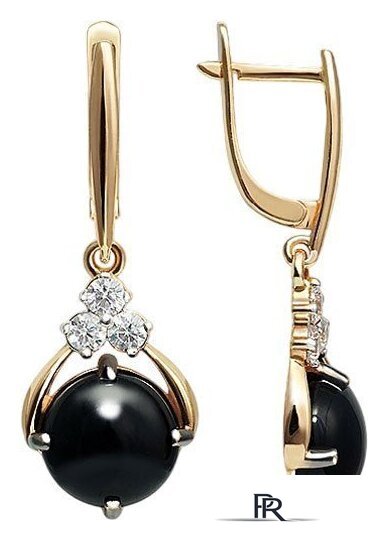 Серьги Кристалл CK13400226773 (с агатом и фианитом) - Изображение №1 — Интернет-магазин ПроЗаказ