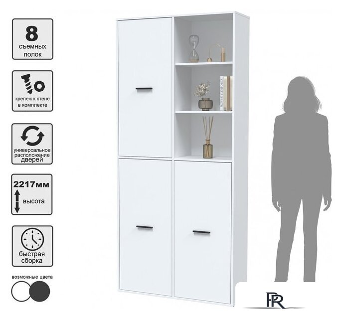 Шкаф распашной Интерлиния Skill-20 (3) (белый/белый) - Изображение №9 — Интернет-магазин ПроЗаказ