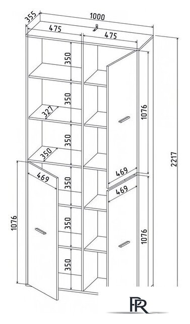 Шкаф распашной Интерлиния Skill-20 (3) (белый/белый) - Изображение №10 — Интернет-магазин ПроЗаказ