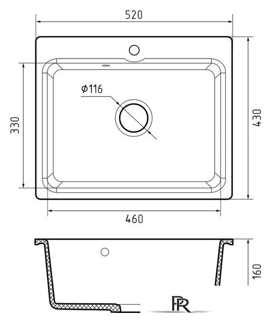 Кухонная мойка GranFest SMART 520 (песочный) - Изображение №3 — Интернет-магазин ПроЗаказ