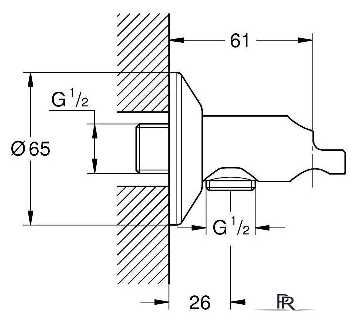 Держатель душевой лейки с подключением Grohe 26333000 - Изображение №2 — Интернет-магазин ПроЗаказ