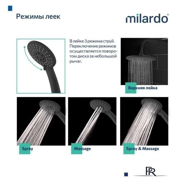 Душевая система  Milardo Rora RORBL4FM06 - Изображение №4 — Интернет-магазин ПроЗаказ