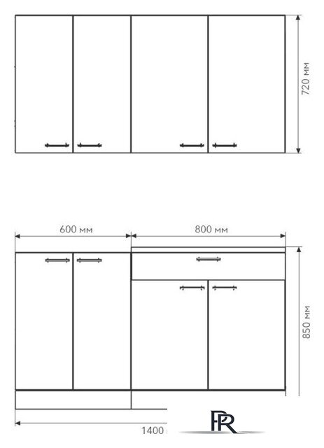 Готовая кухня Агута Альфа 1.4 (скандинавское дерево/скандинавское дерево/этория) - Изображение №2 — Интернет-магазин ПроЗаказ