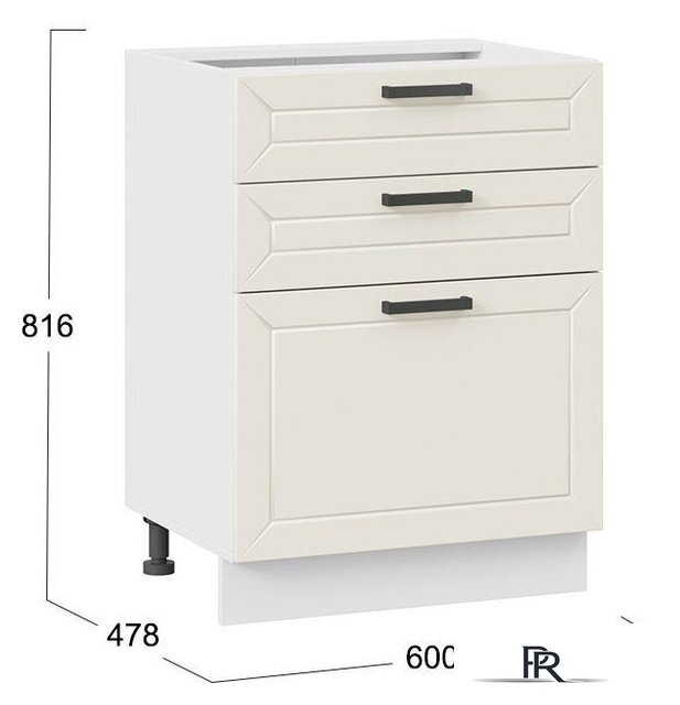 Шкаф напольный Трия Лорас 1Н6Я3 (белый/холст брюле) - Изображение №3 — Интернет-магазин ПроЗаказ